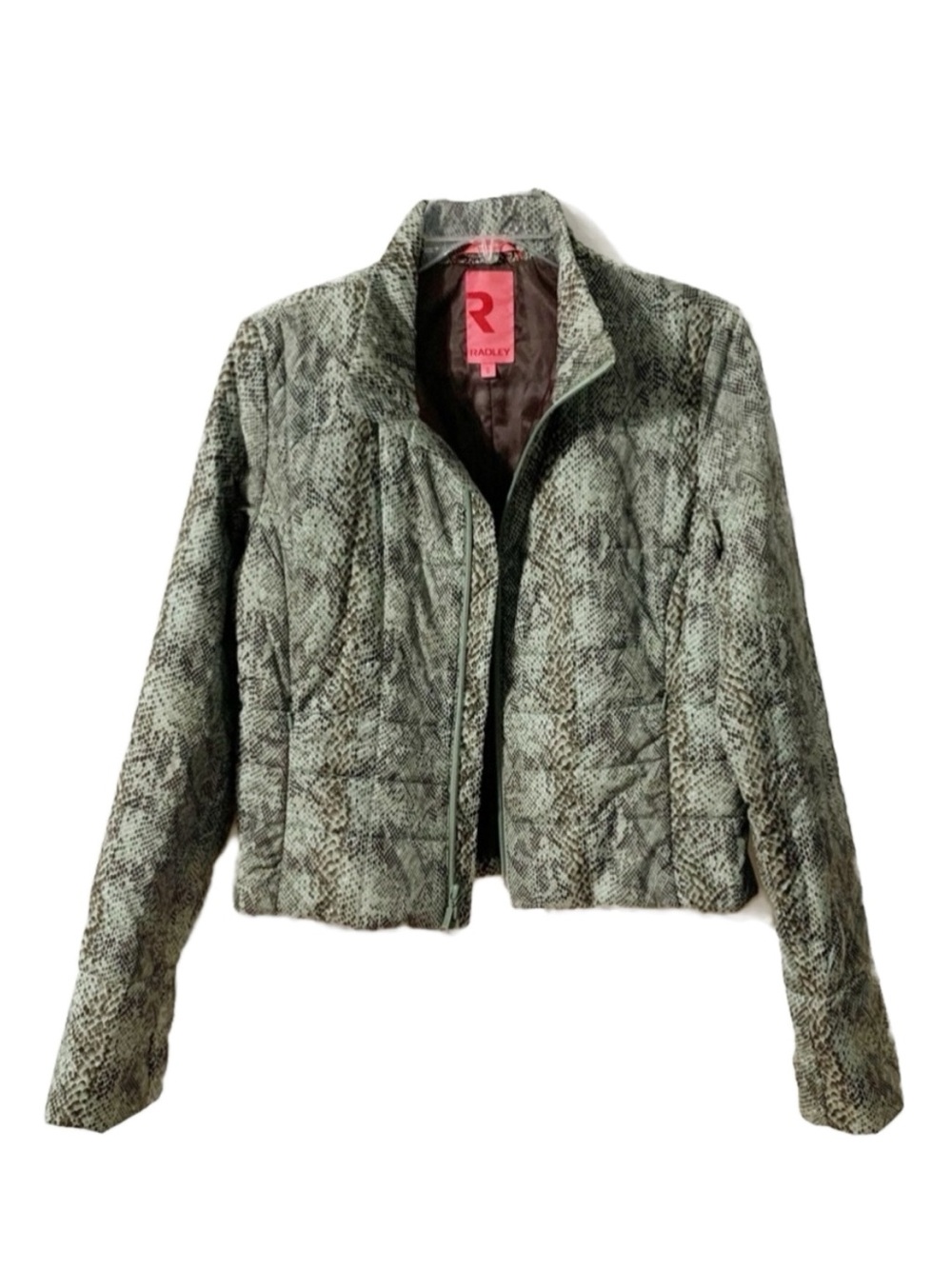 Hilary Radley Snakeskin Light Puffer Full Zip Insulated Winter Coat with Pockets